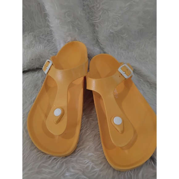 Birkenstock Gizeh Thong Sandals Yellow Rubber Buckle Adjustable Women -9 EU 40 - Picture 3 of 7